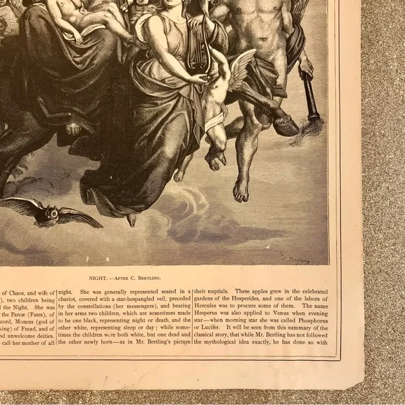 Angel Night Print by R. Brend’amour 1875 vintage art - Picture 9 of 13